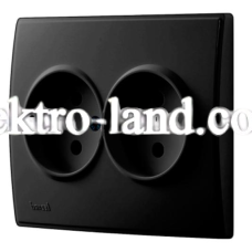 Розетка двойная без заземления Lezard Lesya, антрацит (705-4242-128)